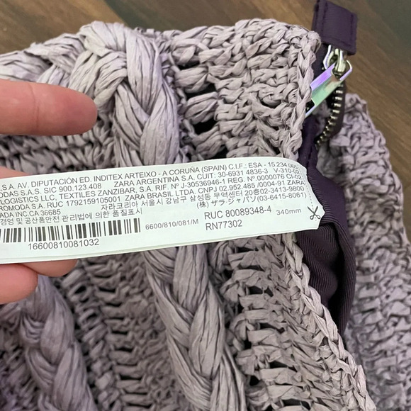 ZARA Lavender/Lilac Woven Straw Purse Silver Chain Shoulder Bag - Picture 6 of 12